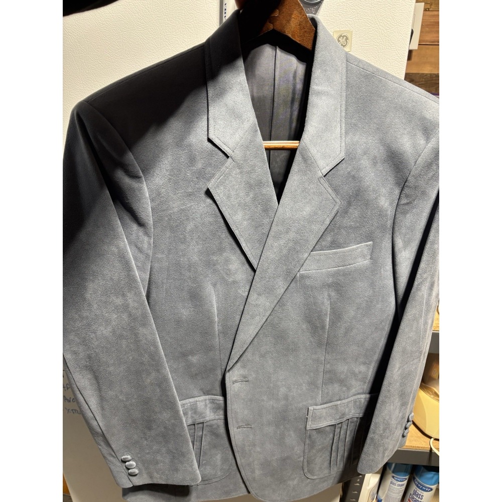 Vtg Blue‎ Suede Blazer 42 Royal Regency